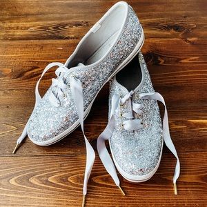 Kate Spade Keds | Silver Sparkle Sneakers